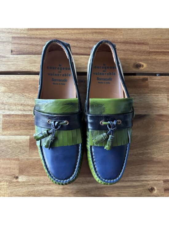 Barracuda Men\'s Sz EU 42 Slip On Leather Loafer Shoes Old Money Multicolor Italy main image 6
